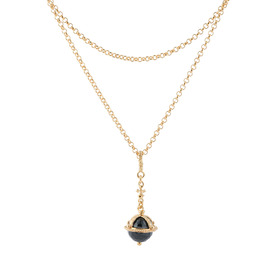Gold-plated necklace with a round black crystal insert