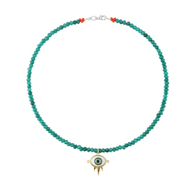 emerald necklace with eye pendant