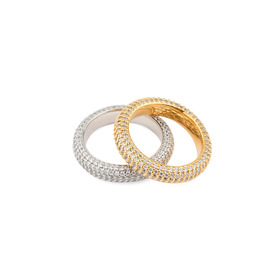 Bicolor set of rings with crystals