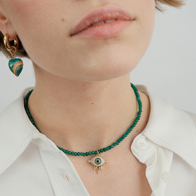 emerald necklace with eye pendant