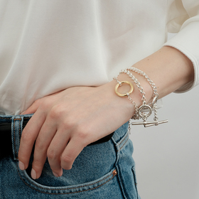 Silver bracelet with gold-plated Halo