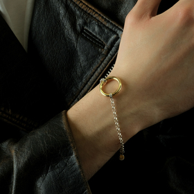 Silver bracelet with gold-plated Halo