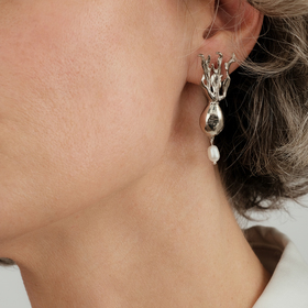 white brass rosehip earrings