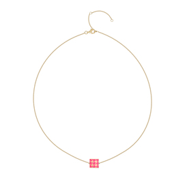 gold-plated double-sided silver necklace with a neon enamel houndstooth pattern
