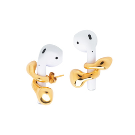 Gold-plated Curled Earrings with Mount for airpods