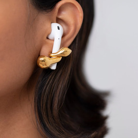 Gold-plated Curled Earrings with Mount for airpods