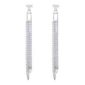 long earrings with square cubic zirconia