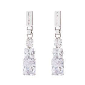 Silver earrings with large rectangular crystals