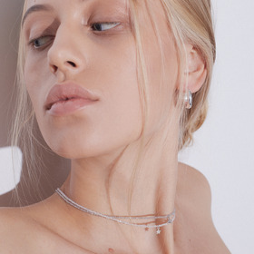 white nights choker necklace with a star silver pendant