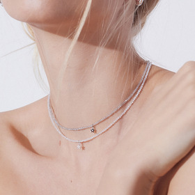 silver smoke choker necklace with a star silver pendant