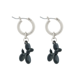 Hoop Earrings with Black Dog Pendant