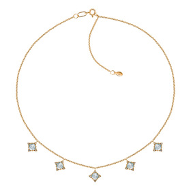 The Rose gold-plated necklace with aquamarine