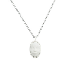 silver plated chain with a face-shaped pendant