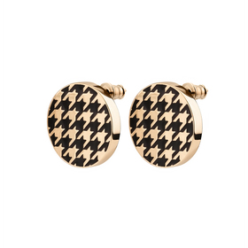 gold-plated silver studs with black enamel houndstooth pattern