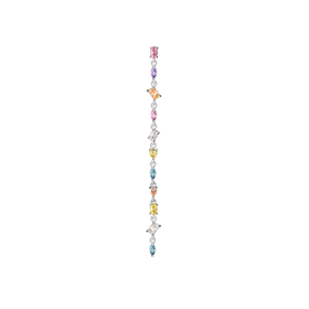 silver chain mono earrings with pastel crystals