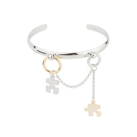 Silver bracelet with puzzle pendants