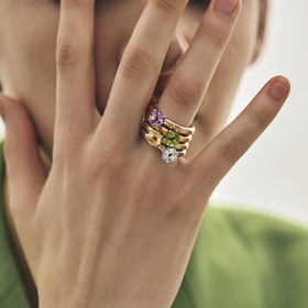 Gold-plated silver Cartoon Baby ring with chrysolite