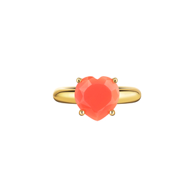 Gold-plated silver Cartoon ring with chalcedony heart