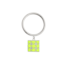 silver ring with houndstooth enamel pendant
