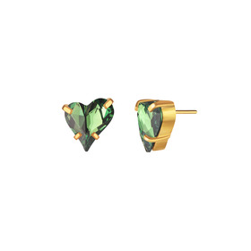 gold-plated green love earrings