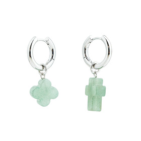 asymmetric earrings with jade pendants