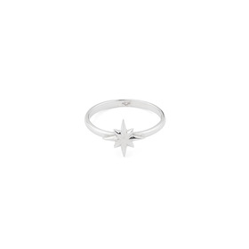 silver polar star ring with a white topaz