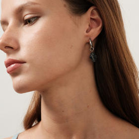 asymmetric earrings with lapis lazuli pendants
