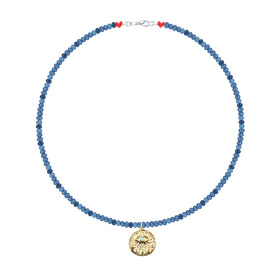 Sapphire Necklace with Evil Eye Pendant