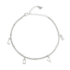Silver bracelet/anklet with LOVE letter pendants