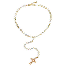 sautoire with crystals and a cross pendant