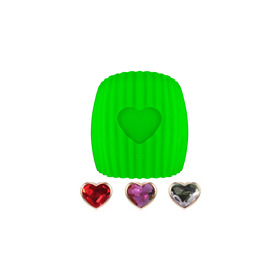 gummy cor silicone green ring with interchangeable crystal hearts