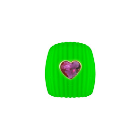 gummy cor silicone green ring with interchangeable crystal hearts