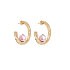lily rose gold-plated ring earrings with pink beads