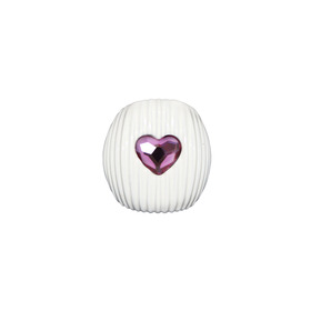 blown white enamel ring with crystal hearts