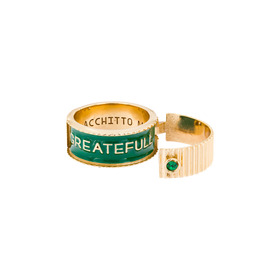 aperio opening ring with green enamel”gratefull”