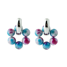 earrings with blue and pink beads