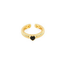 curly ring with a black heart