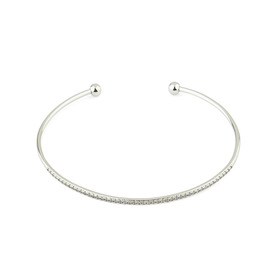 thin silver-tone bracelet with white crystals