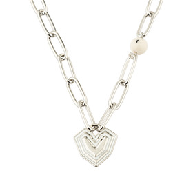 chain with white enameled heart