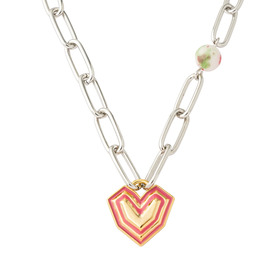chain with pink enameled hearts