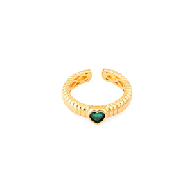 curly ring with a green heart