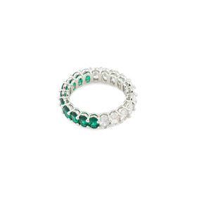 ring with ovals of white and green crystals