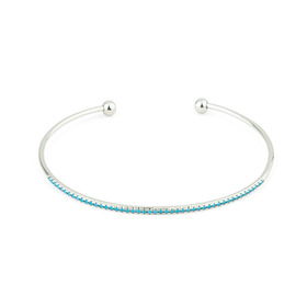 thin silver-tone bracelet with blue crystals