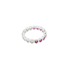 heart ring with white and pink crystals