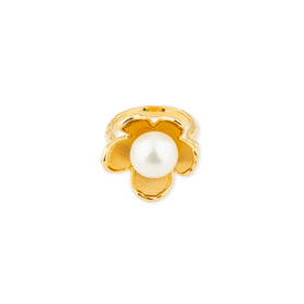 gold-tone flower ring with a white bead