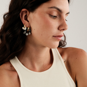 earrings with white heart pendants