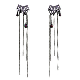 Black MYSTERY MIST earrings with green-purple crystals