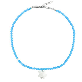 Blue necklace with a white star