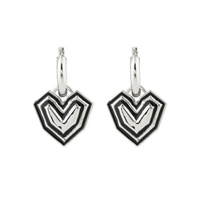 earrings with black enameled hearts