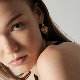earrings with pink enameled hearts